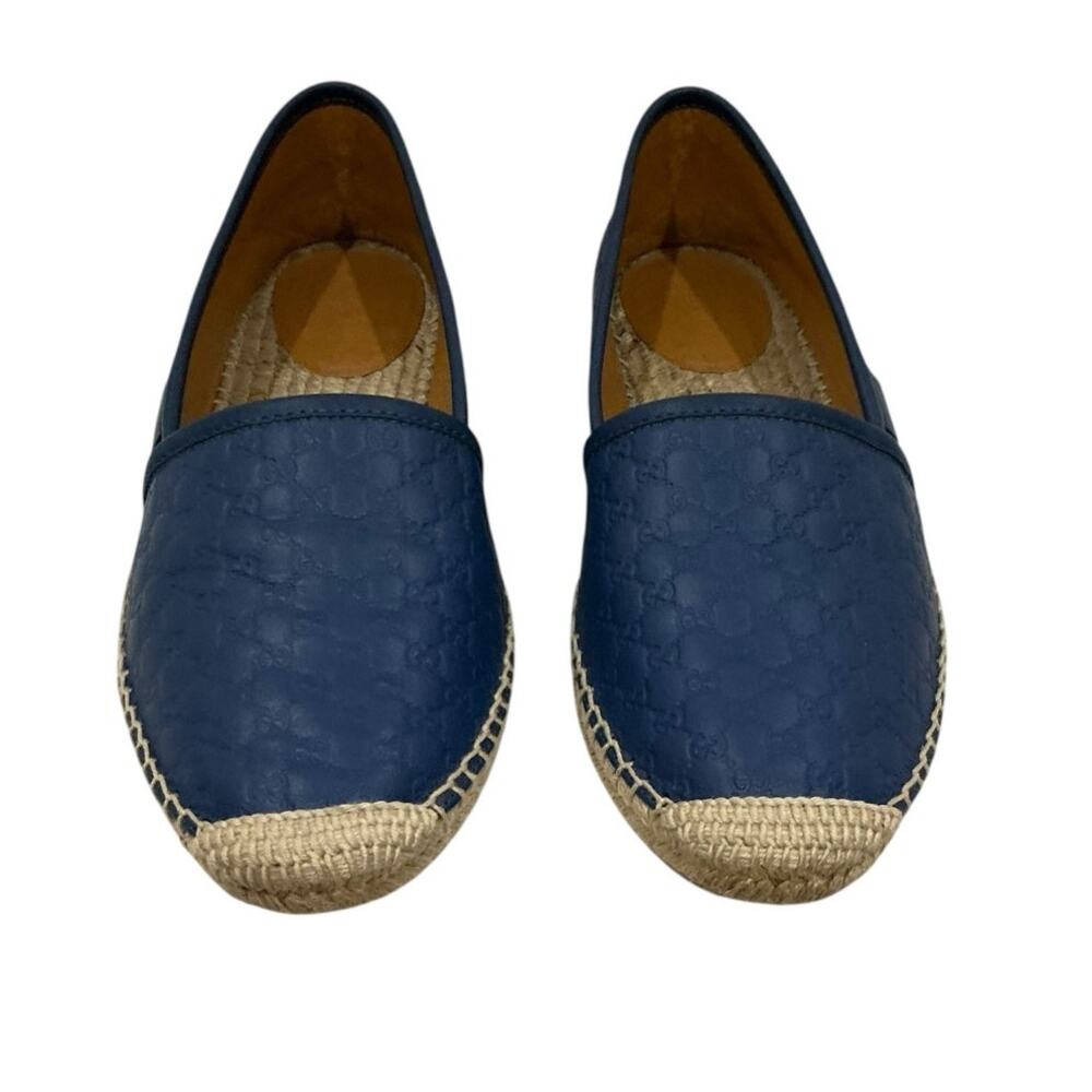 Gucci Microguccissima Blue Leather Espadrilles Size 8‎ GG Monogram Made in Spain - Picture 3 of 12